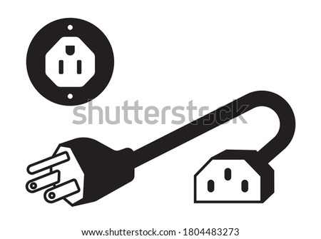 Nema 5-15 power outlet and power plugs flat vector icon for apps or websites