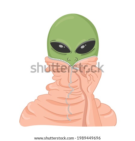 Vector illustration alien under human skin. Print for T-shirts