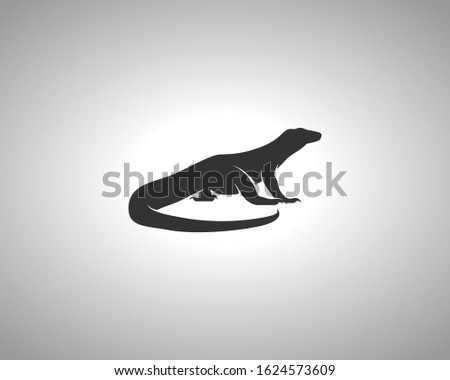Comodo Dragon Silhouette on White Background. Isolated Vector Animal Template for Logo Company, Icon, Symbol etc