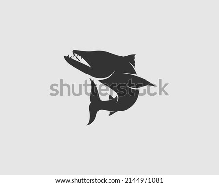 Barracuda Silhouette on White Background. Isolated Vector Animal Template for Logo Company, Icon, Symbol etc 