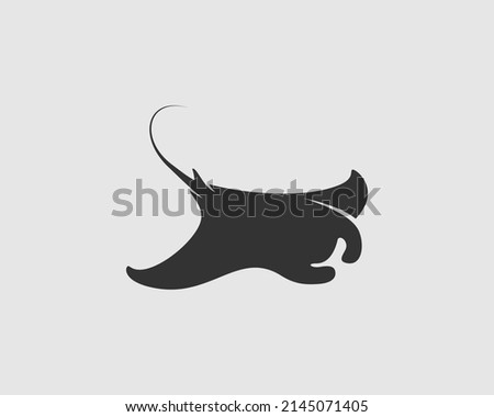 Manta Ray Silhouette on White Background. Isolated Vector Animal Template for Logo Company, Icon, Symbol etc 