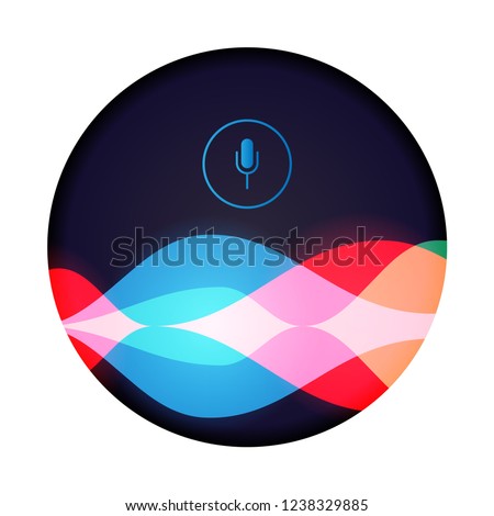 Personal assistant and voice recognition concept gradient logo. Vector illustration of soundwave intelligent technologies. 