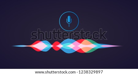 Personal assistant and voice recognition concept gradient logo. Vector illustration of soundwave intelligent technologies. 