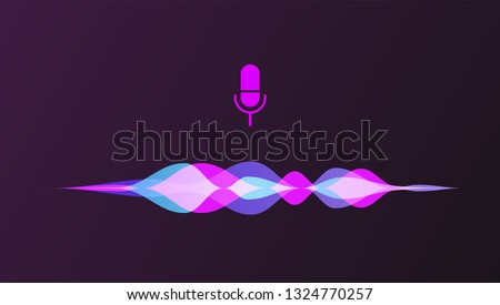 Personal assistant and voice recognition concept gradient logo. Vector illustration of soundwave intelligent technologies. 