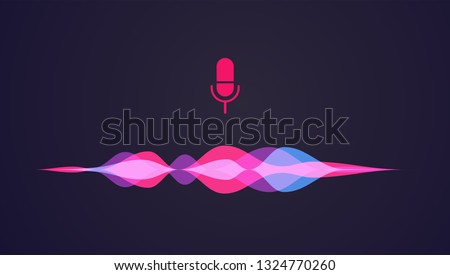 Personal assistant and voice recognition concept gradient logo. Vector illustration of soundwave intelligent technologies. 