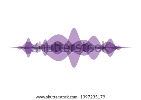 Sound wave abstract vector background. Voice recognition concept purple transparency logo. 