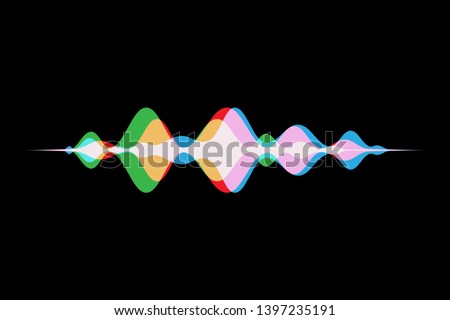 Voice recognition concept gradient logo on black background. Soundwave intelligent technologies. 