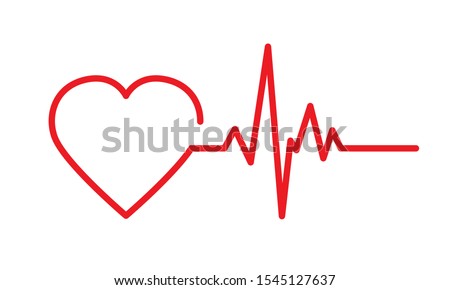 Heartbeat icon. Medical logo template with one line heart and pulse wave