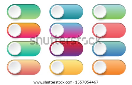 Buttons toggle switch off / on. Web icon set of gradient color sliders button