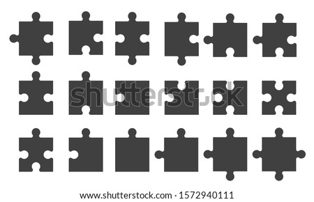 Set black puzzle pieces isolated Zdjęcia stock © 