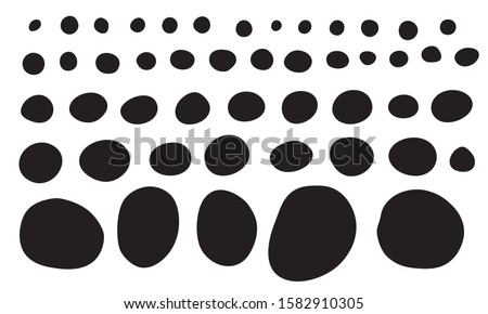 Doodle shapes collection. Black silhoettes of imperfect circles