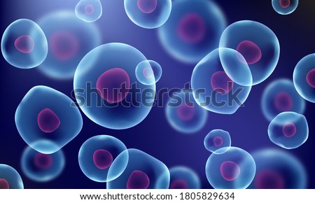 3d cell stem science background. Medical microscopic molecular conception. Biology research dna nucleus cells vector pattern. 