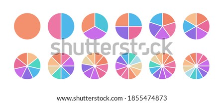 Multicolored segmented circle set. Pie chart for business infographic