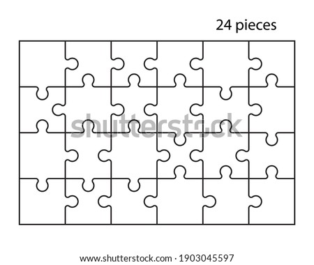 Puzzles grid. Jigsaw puzzle 24 pieces, thinking game and 6x4 jigsaws detail frame