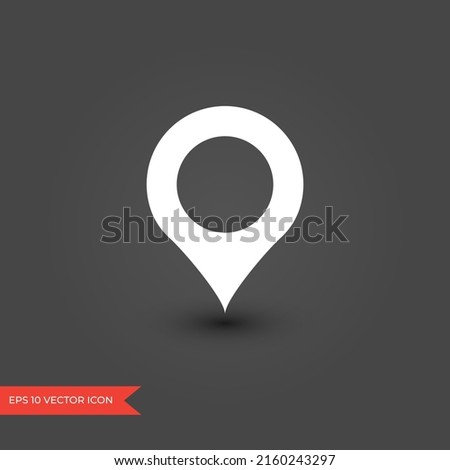 Location pin marker. Map pointer icon. White navigation symbol