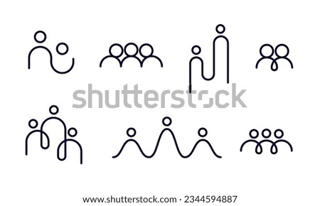 People group logo set. Business team sign. Communication and connection creative line icon collection