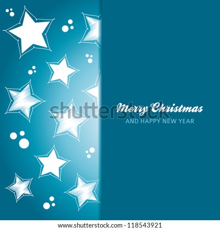 christmas card background with stars and dots, raster version of a vector illustration