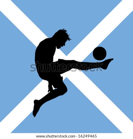 football player with scottish flag in background, vector illustration