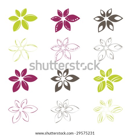 set of flower icons, vector illustration