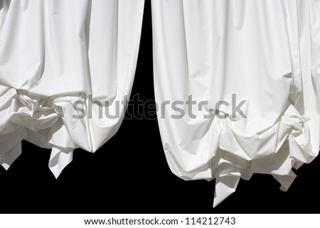 White Curtains Isolated on Black as Design Element