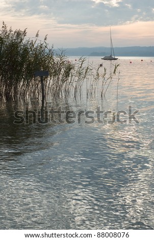Low Light Landscape with Boats on Lake Starnberg, Germany