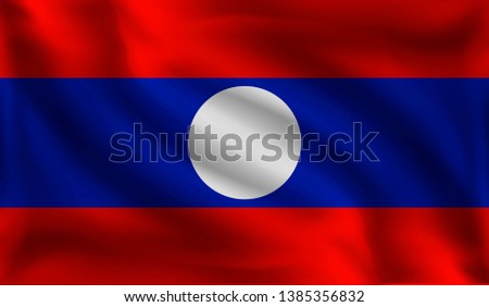 Waving Laos flag, the flag of Laos, vector illustration
