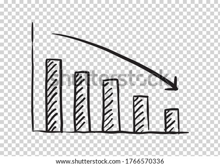 drawing graphic of economic crisis down with arrow and chart. vector illustration (Concept of stock decline, down trend of business, economy)