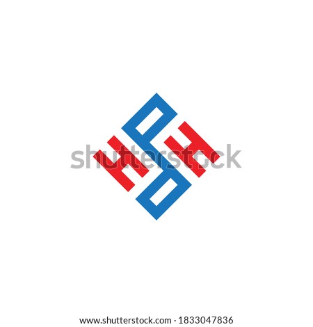 abstract letter hp geometric line square logo vector