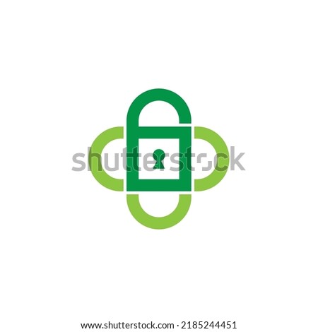 plus medical healthy lock symbol icon vector