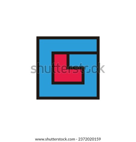 letter gl square colorful outline geometric logo vector 