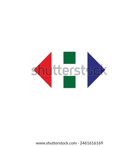 letter h arrows opposite directions logo vector 