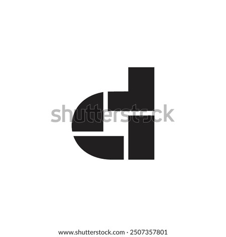 letter d round squares simple geometric logo vector 