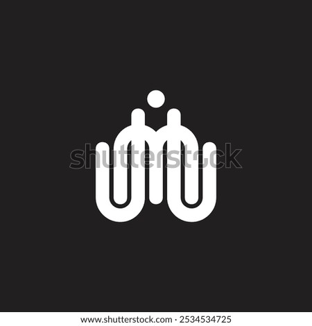 letter m u i linked lines simple logo vector 