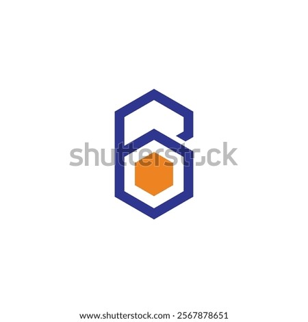 number 6 hexagonal colorful geometric logo vector 