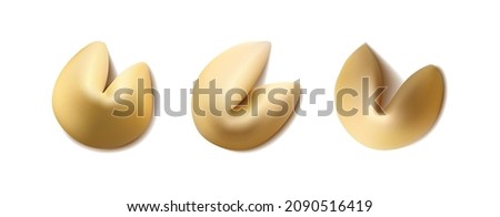 Set of fortune cookies in different shapes. Isolated on white background. Icon vector.