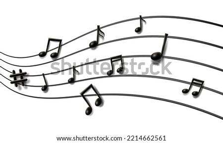 3d realistic vector background. Music notes wave background.