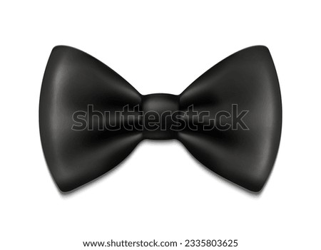 3d realistic vector icon illustration. Black neck tie silk bow. Isolated.