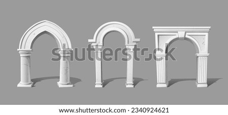 3d vector icon illustration. Antique stone greek archs round and square. Arhitectural element for games and ads.