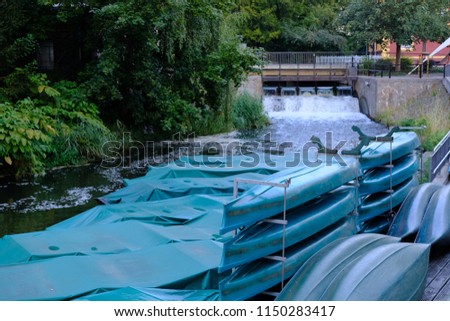 Image, Stock Photo Port of Lübben River