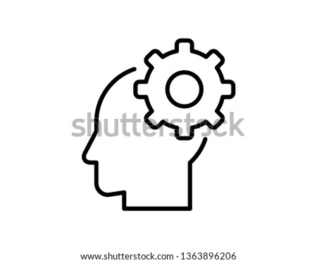 Brain process icon for cognitive function and mental analysis designs