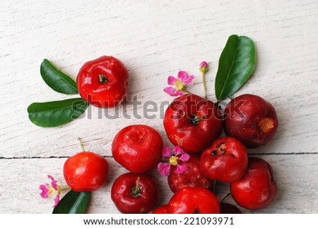 Organic Small red fruit . Brazilian Acerola Fruit . small cherry