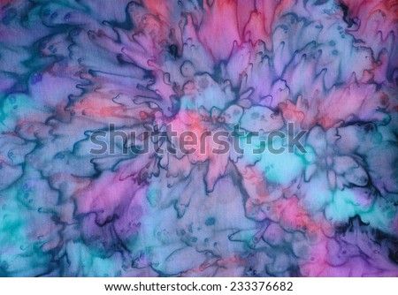 colorful abstract background tie dye technique on silk fabric.