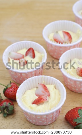 Strawberry cheesecake muffins dough prepare for bake, muffins dough before bake.