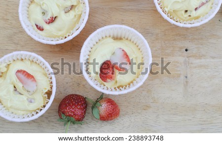 Strawberry cheesecake muffins dough prepare for bake, muffins dough before bake.