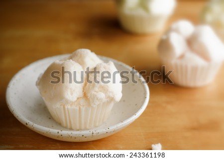 wool cake Muffin Thai cup cake or cotton wool cake dessert thailand.