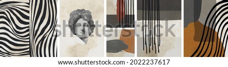 Posters for wall decoration. Vector abstract minimalistic modern paintings for the interior. Graphics for a postcard, brochure or cover