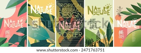 Nature. Abstract tropical leaves. Vector modern trendy plant illustration of plant, summer, spring, green leaf, landscape, frame for botanical background, poster, card or pattern