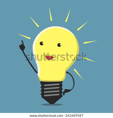 Inspired light bulb character, aha moment, EPS 10 vector illustration