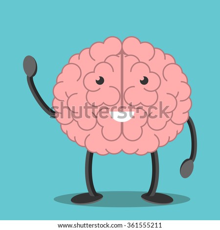 Cheerful Happy Brain Character Waving Hand. Medicine, Education ...