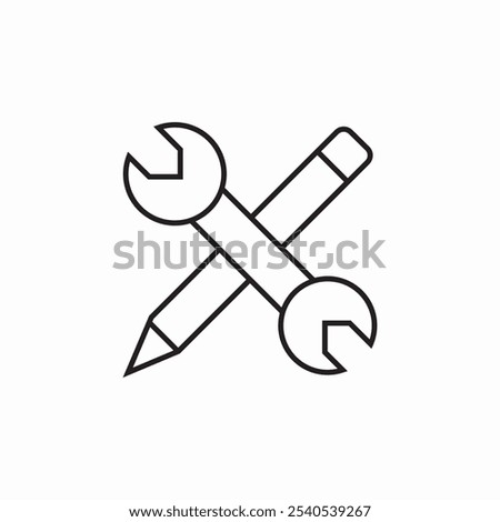 wrench pencil icon sign vector